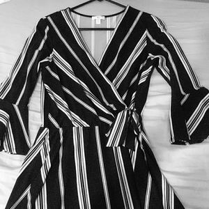 Women's Striped Front Wrapped Dress